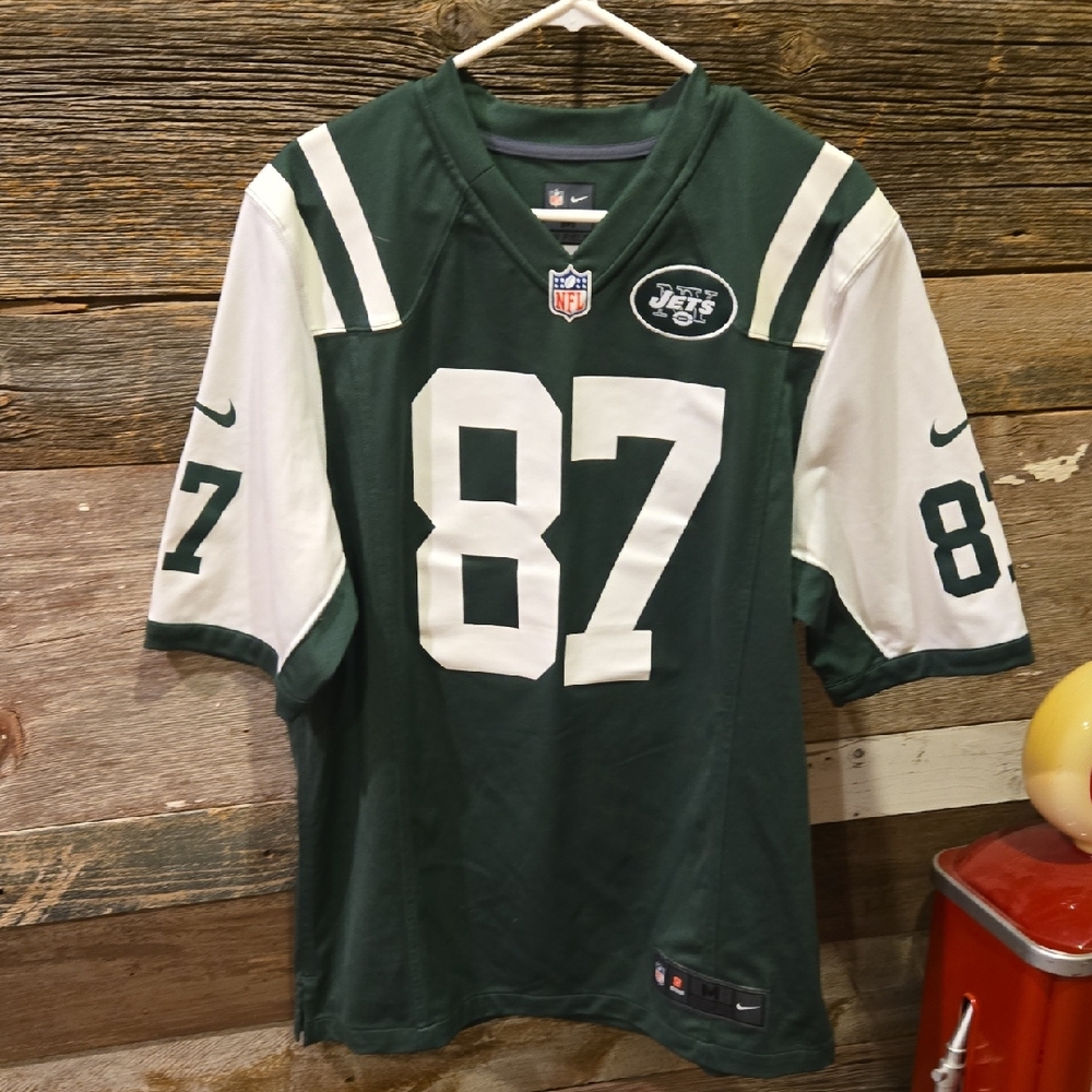 Nike Green and White New York Jets #87 Jersey